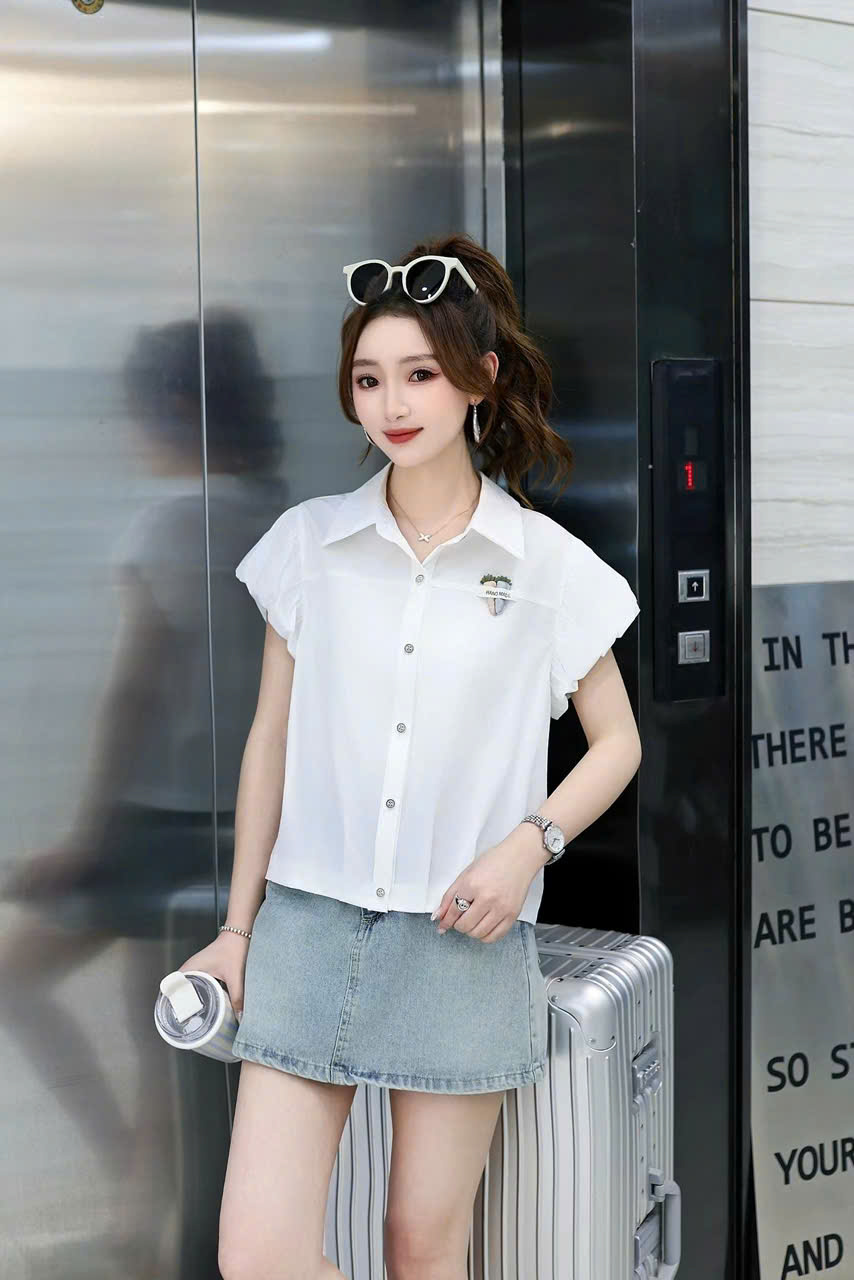 A569-6630 Áo sơ mi tay dơi bồng củ cà rốt