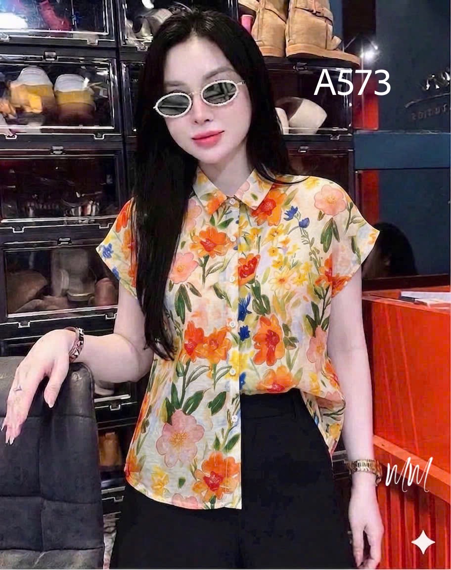 A573 Áo sơ mi hoa tay dơi