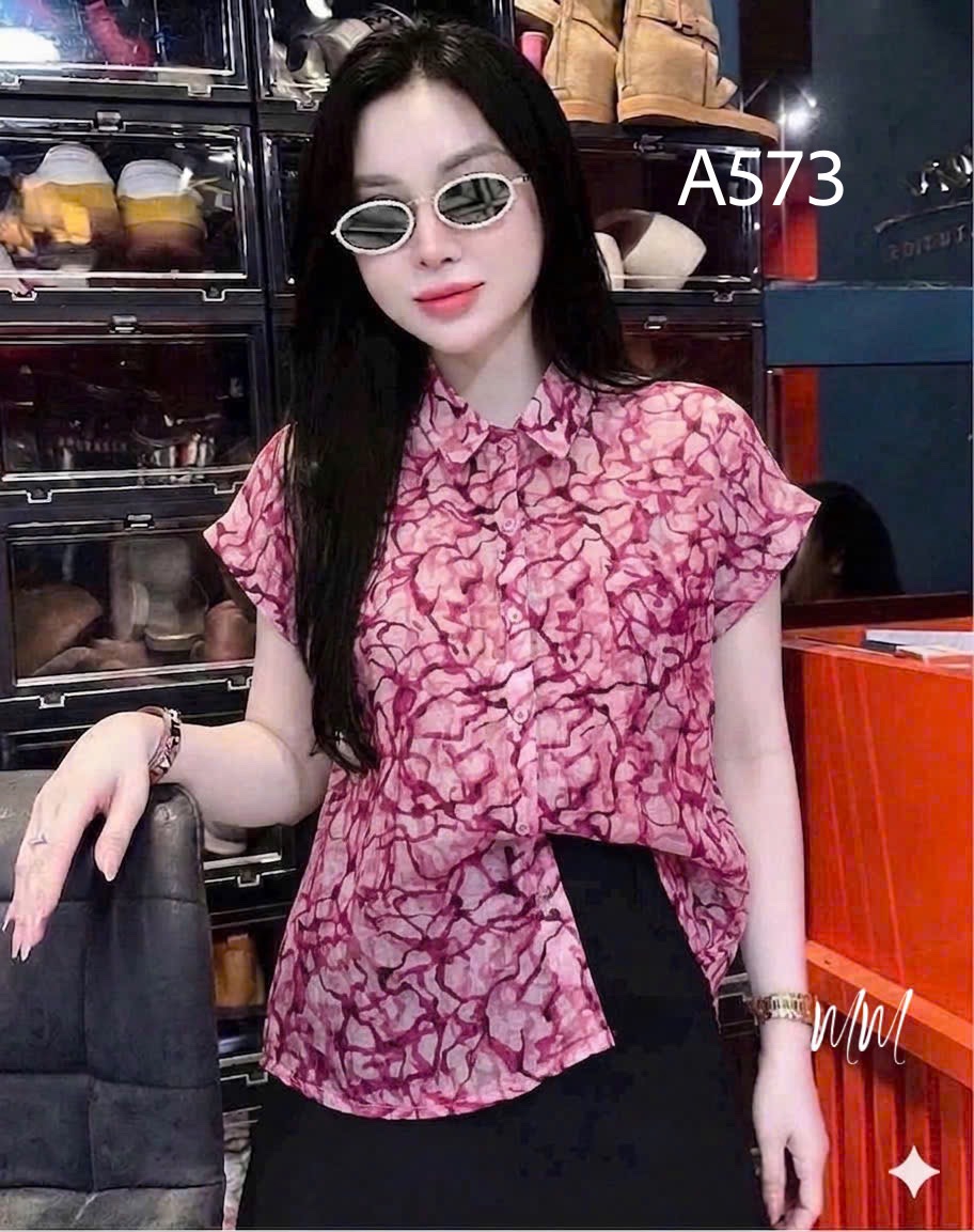 A573 Áo sơ mi hoa tay dơi