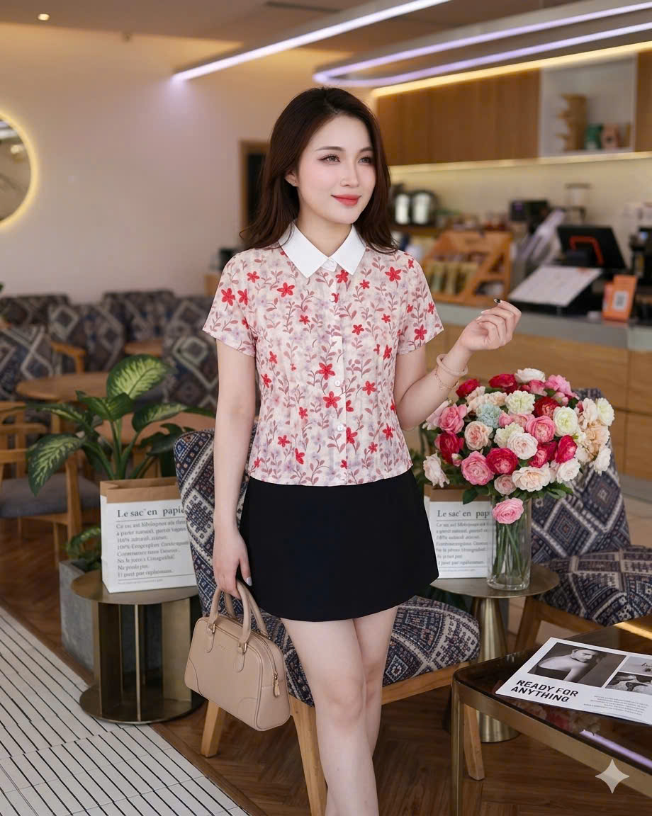 A575 Áo sơ mi hình hoa