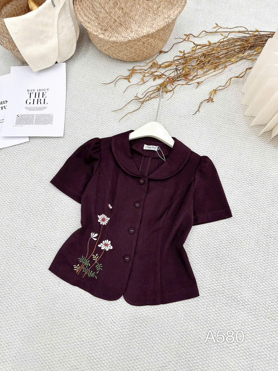 A580 Áo kí giả thêu hoa cúc