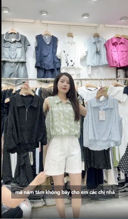 A5807 Áo sơ mi sát nách khóa cổ