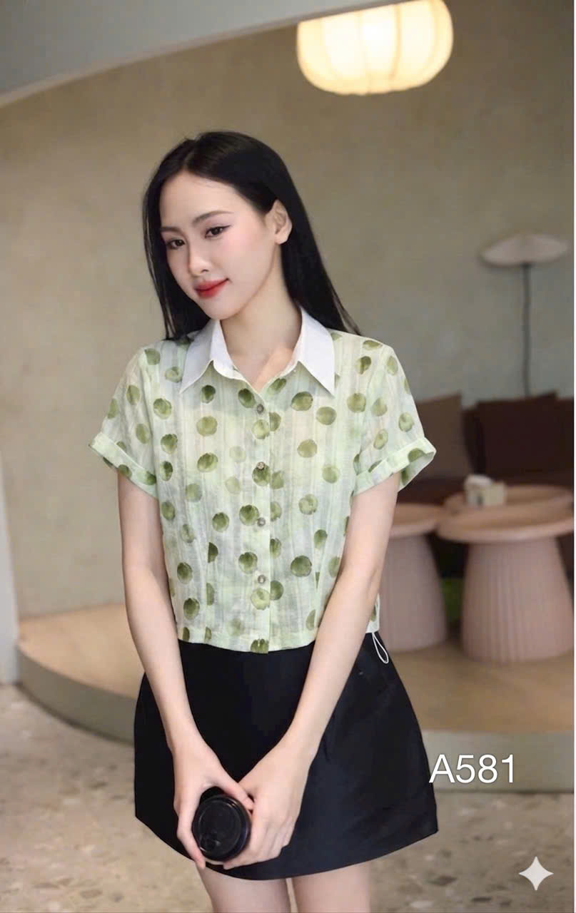 A581 Áo sơ mi chấm tròn to