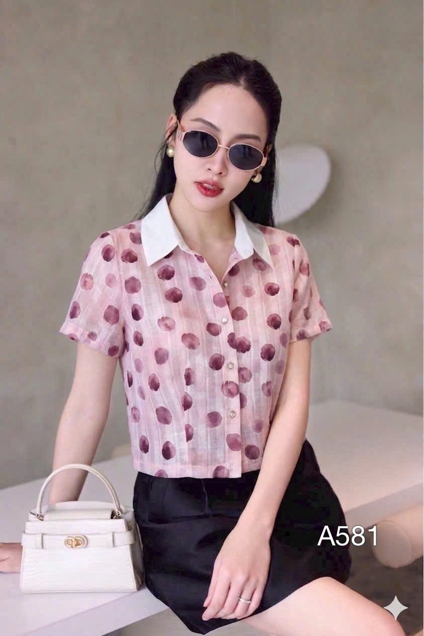 A581 Áo sơ mi chấm tròn to
