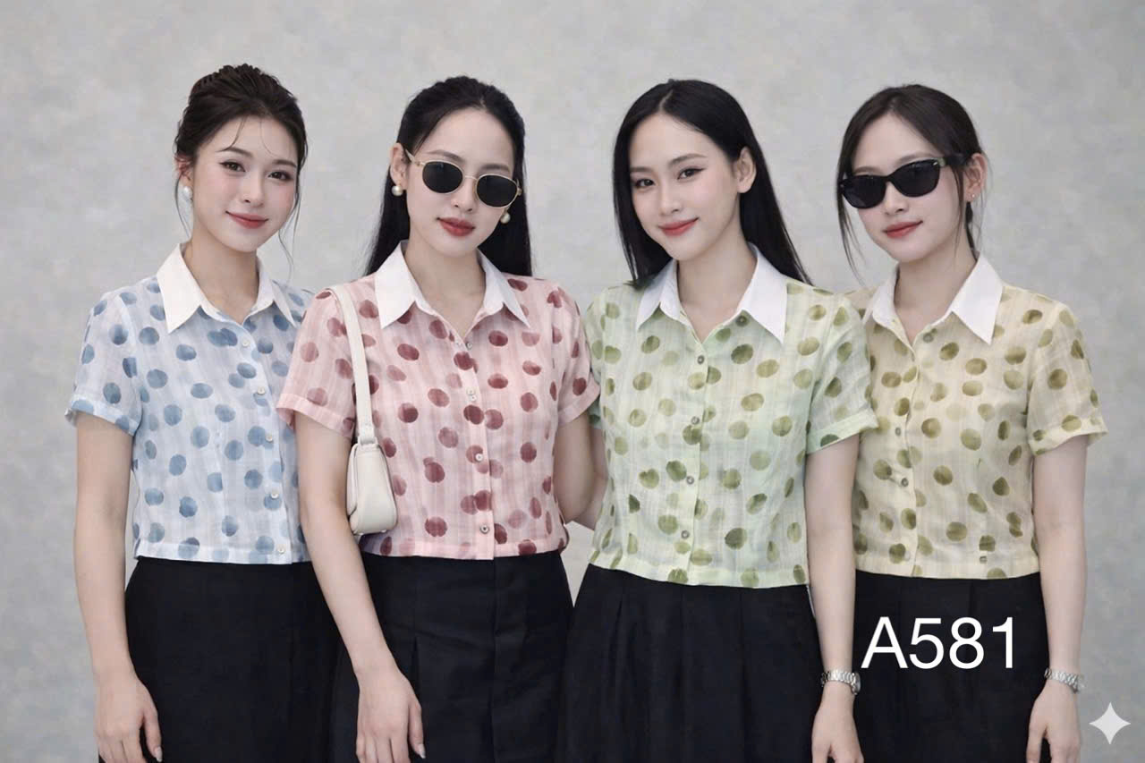 A581 Áo sơ mi chấm tròn to