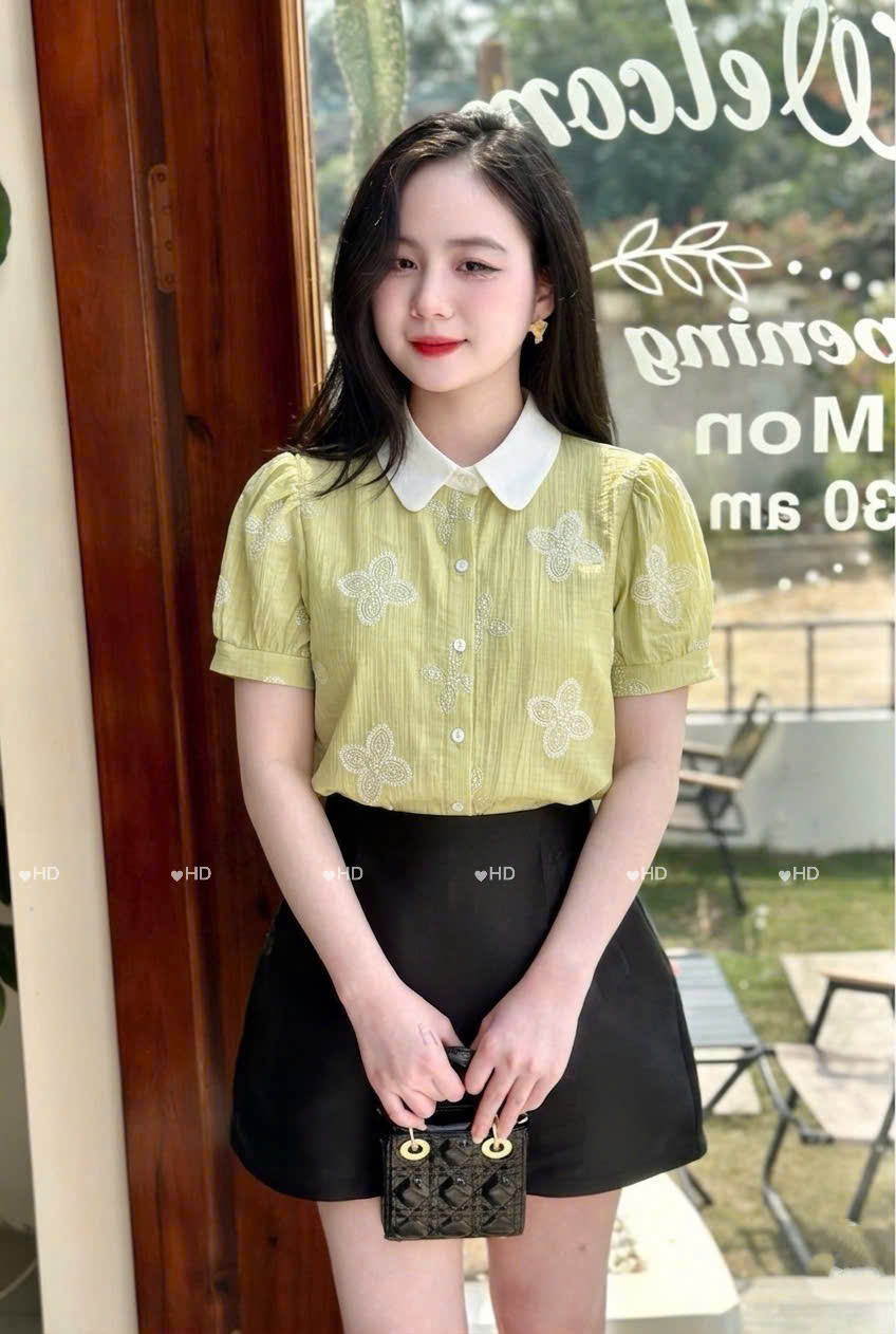 A584 Áo sơ mi hoa to tay cộc
