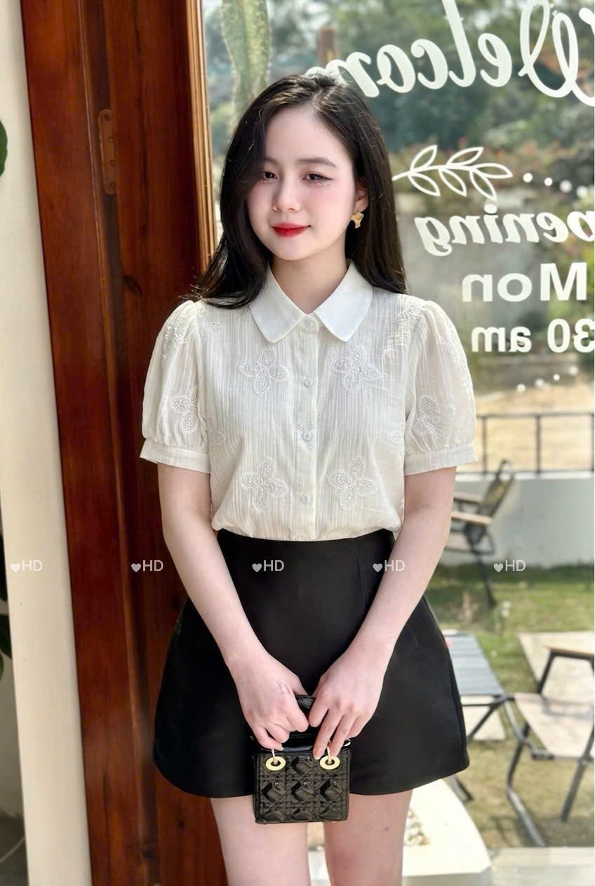 A584 Áo sơ mi hoa to tay cộc
