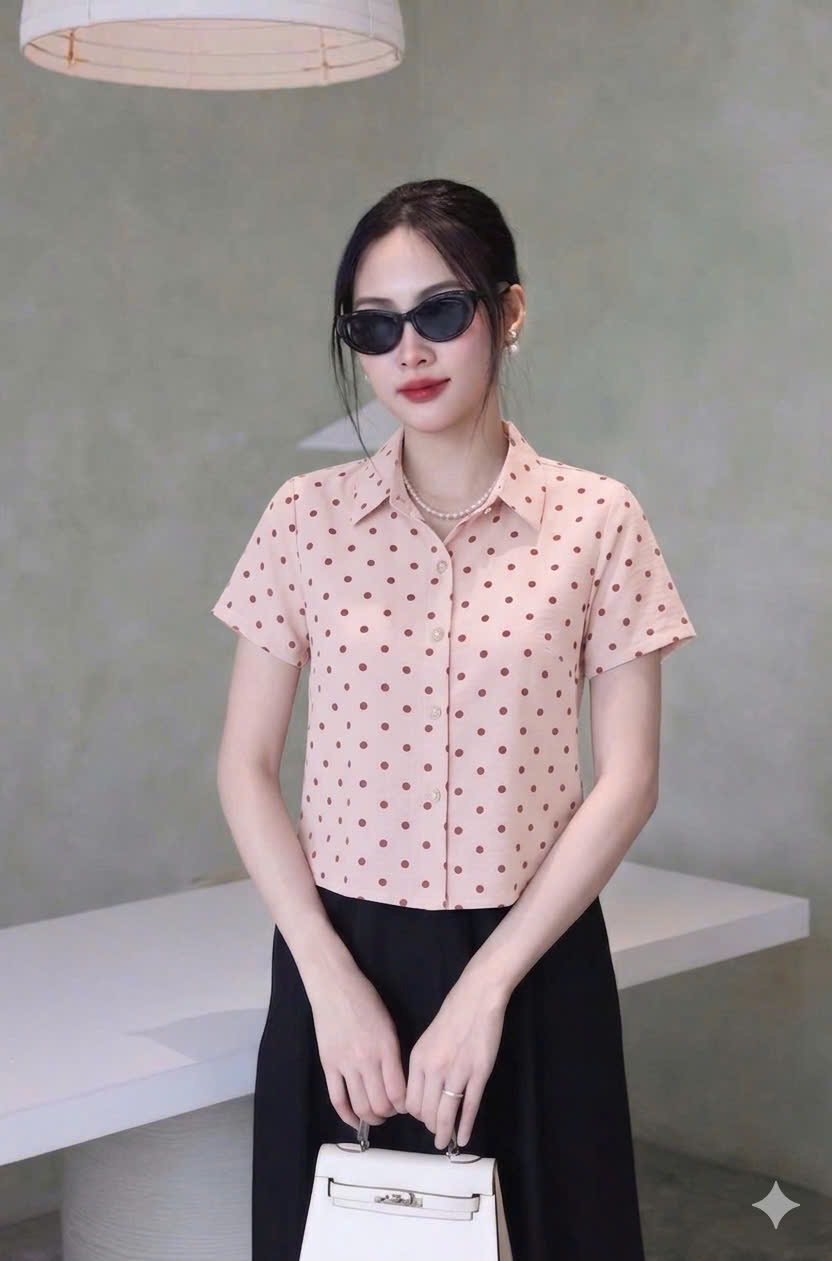 A585 Áo sơ mi lửng chấm bi