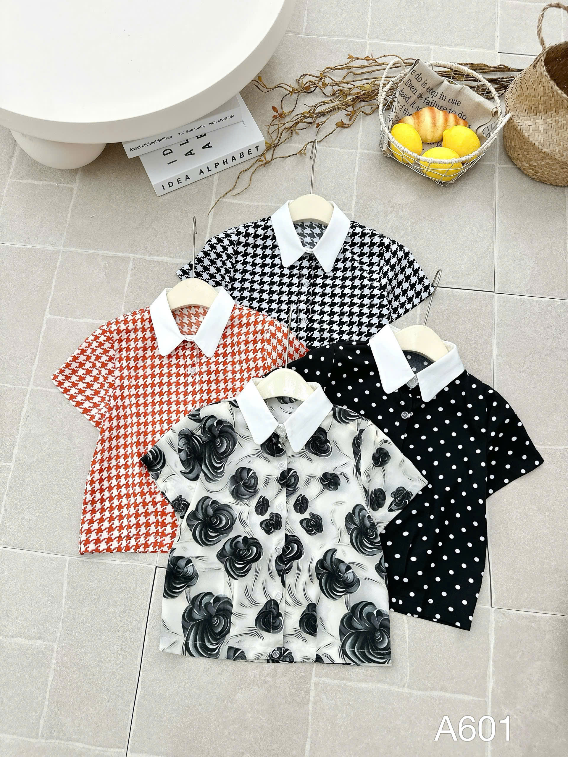 A601 Áo sơ mi họa tiết tay cộc