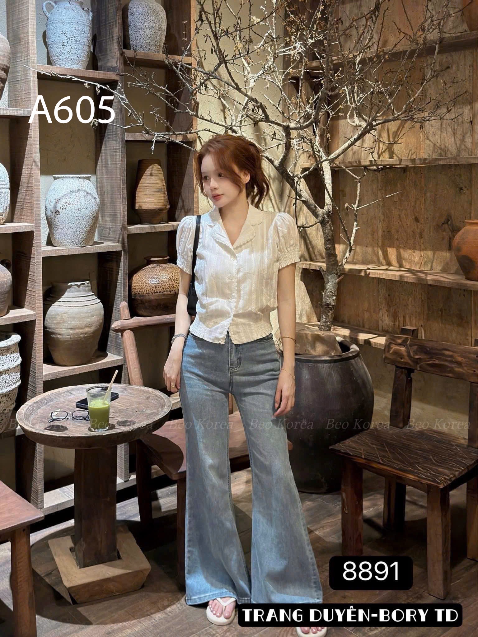 A605 Áo kiểu cổ viền ren