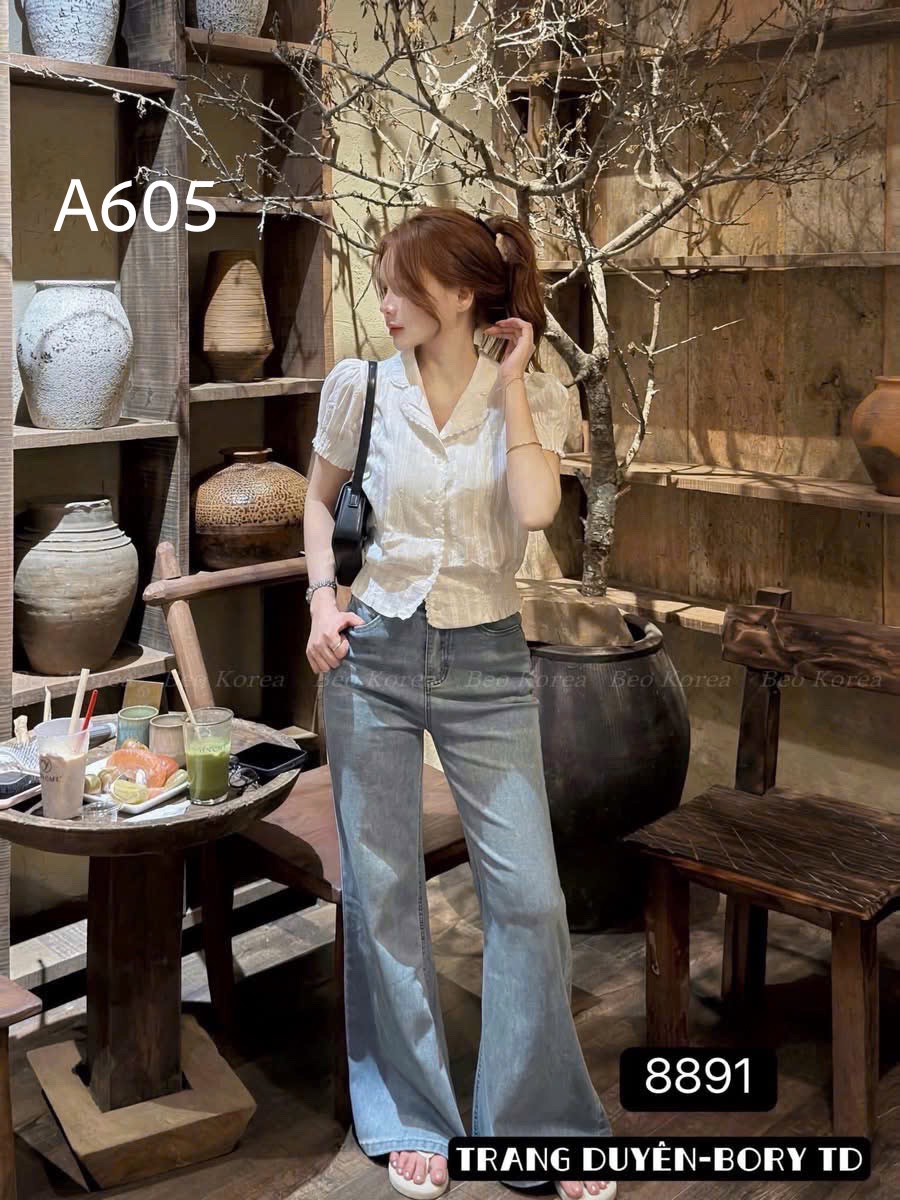 A605 Áo kiểu cổ viền ren