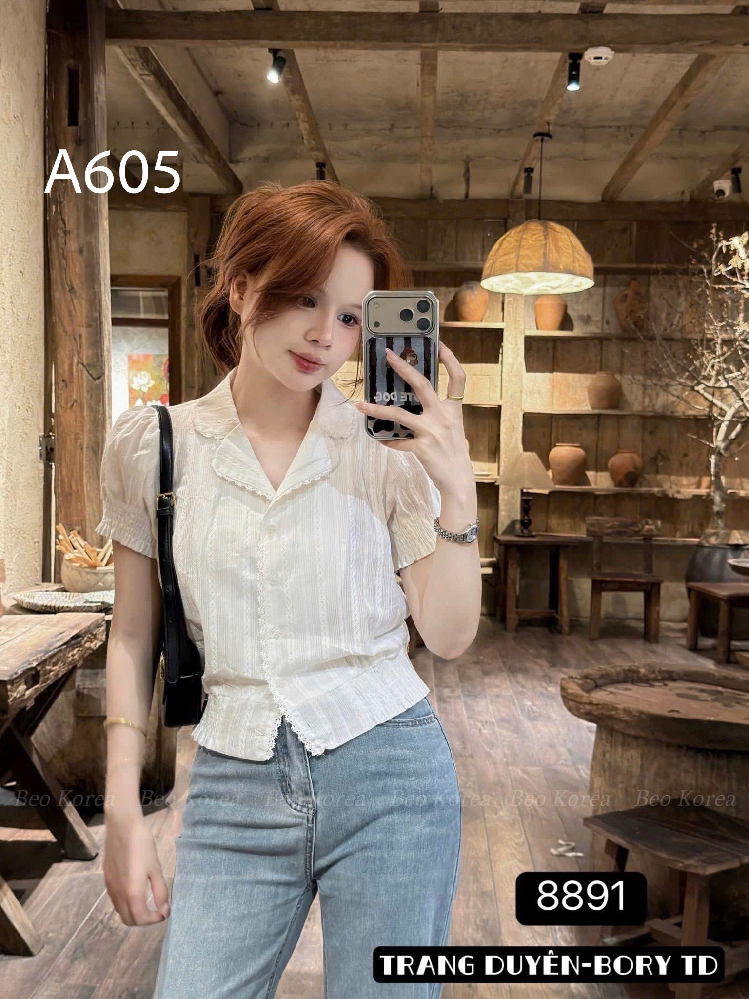 A605 Áo kiểu cổ viền ren
