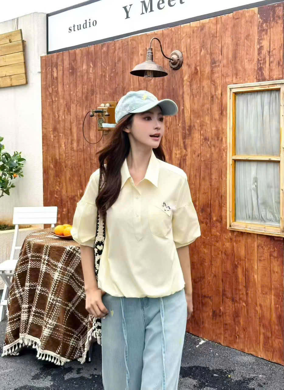 A6118 áo túi ngực thêu ngựa