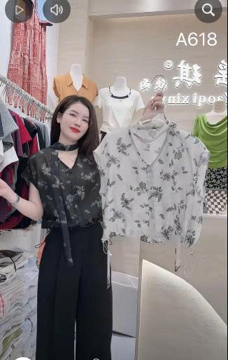 A618 Áo sơ mi hoa hoa dây
