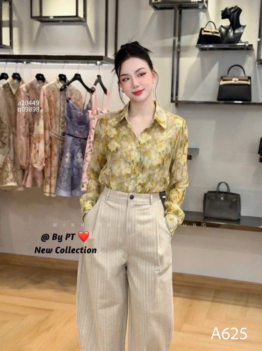 A625 Áo sơ mi họa tiết dài tay