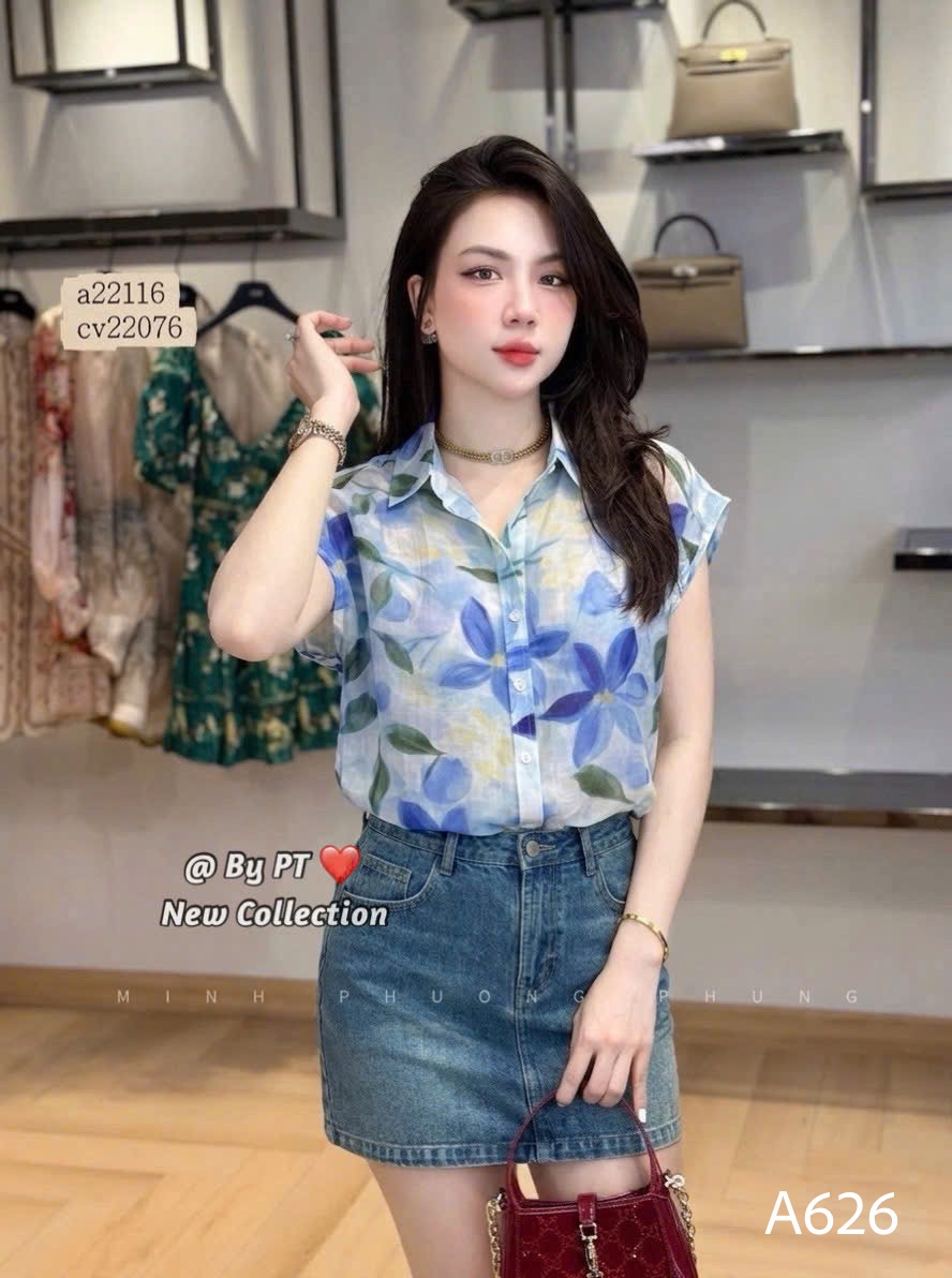 A626 Áo sơ mi hoa tay hến