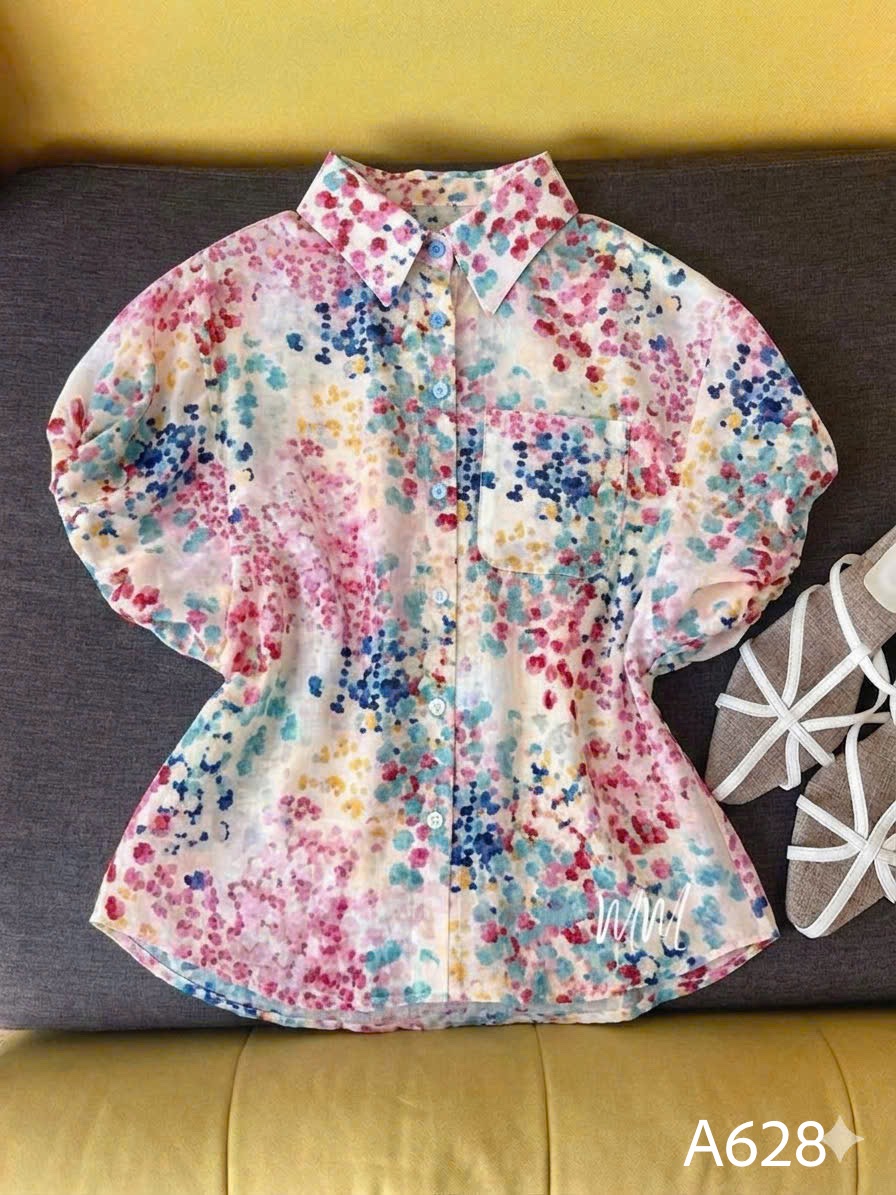 A628 Áo sơ mi hoa sắc màu