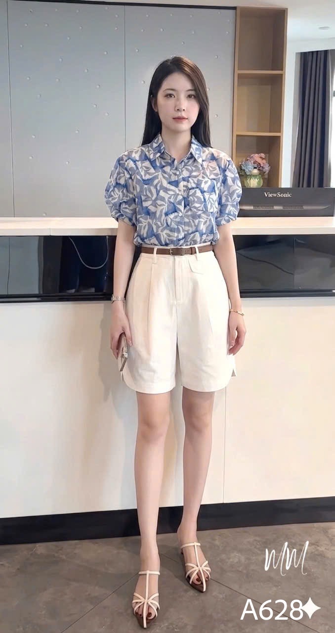 A628 Áo sơ mi hoa sắc màu