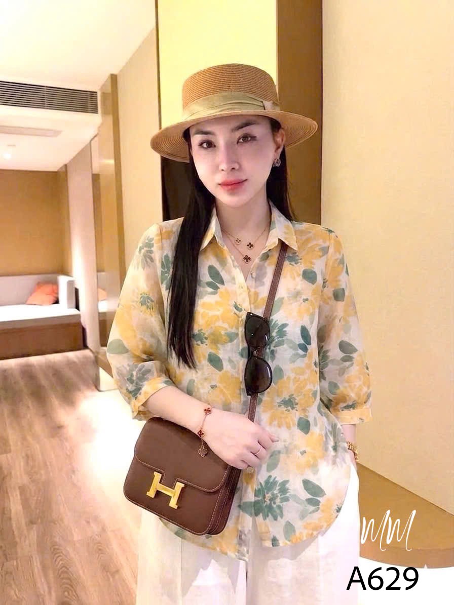 A629 Áo sơ mi họa tiết tay lửng