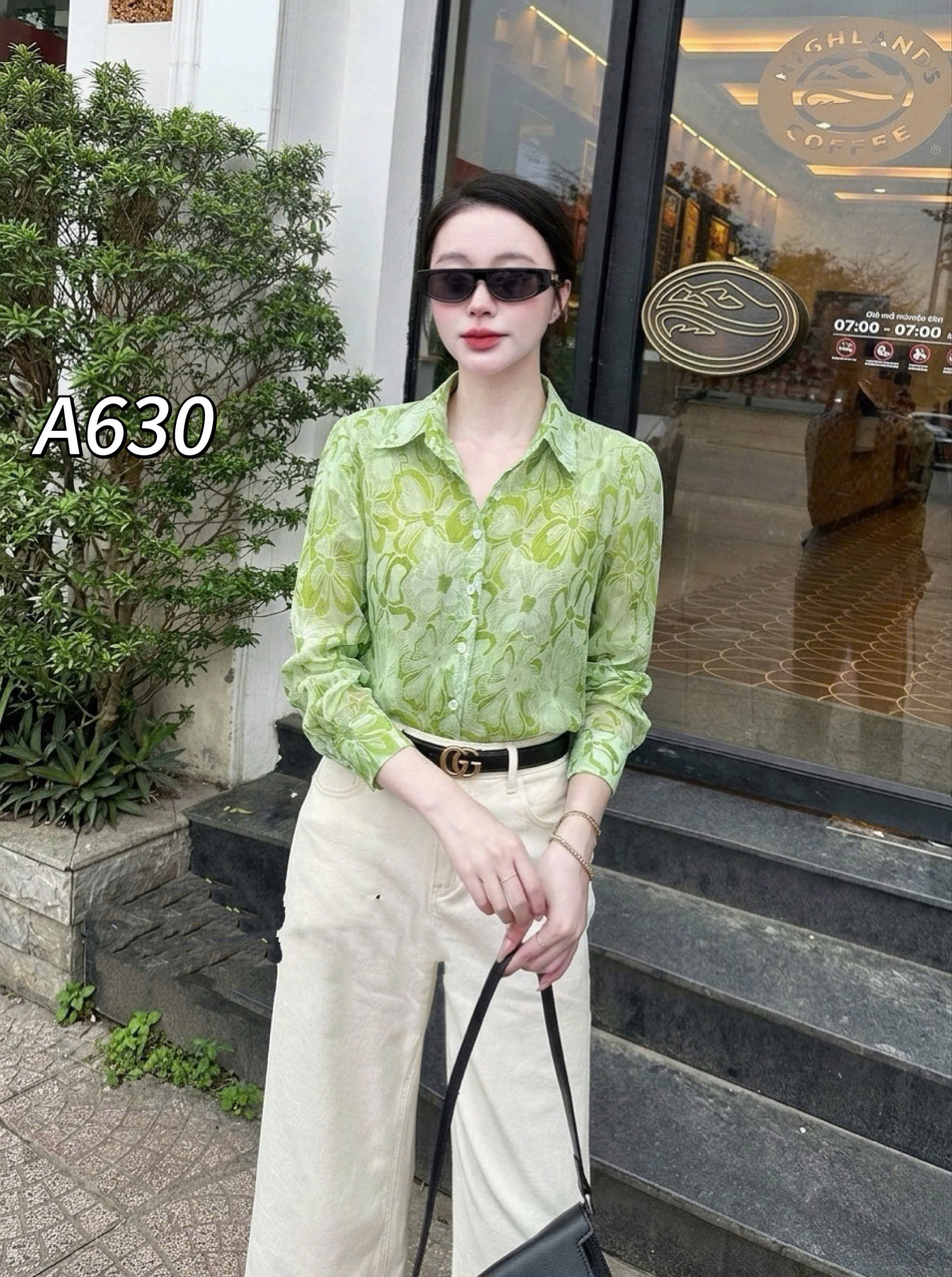 A630 Áo sơ mi hoa dài tay