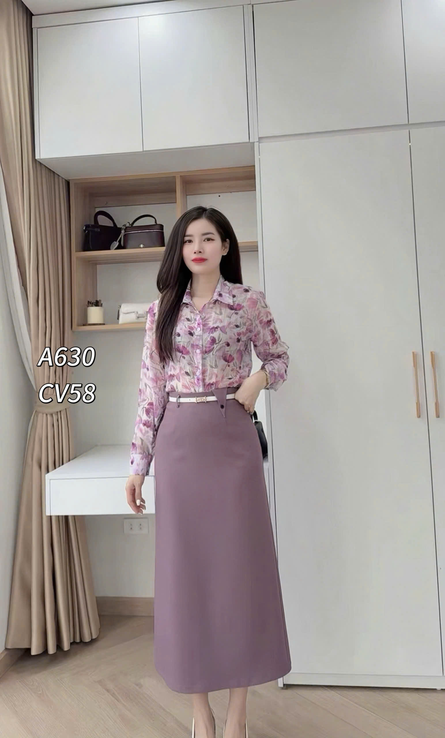 A630 Áo sơ mi hoa dài tay