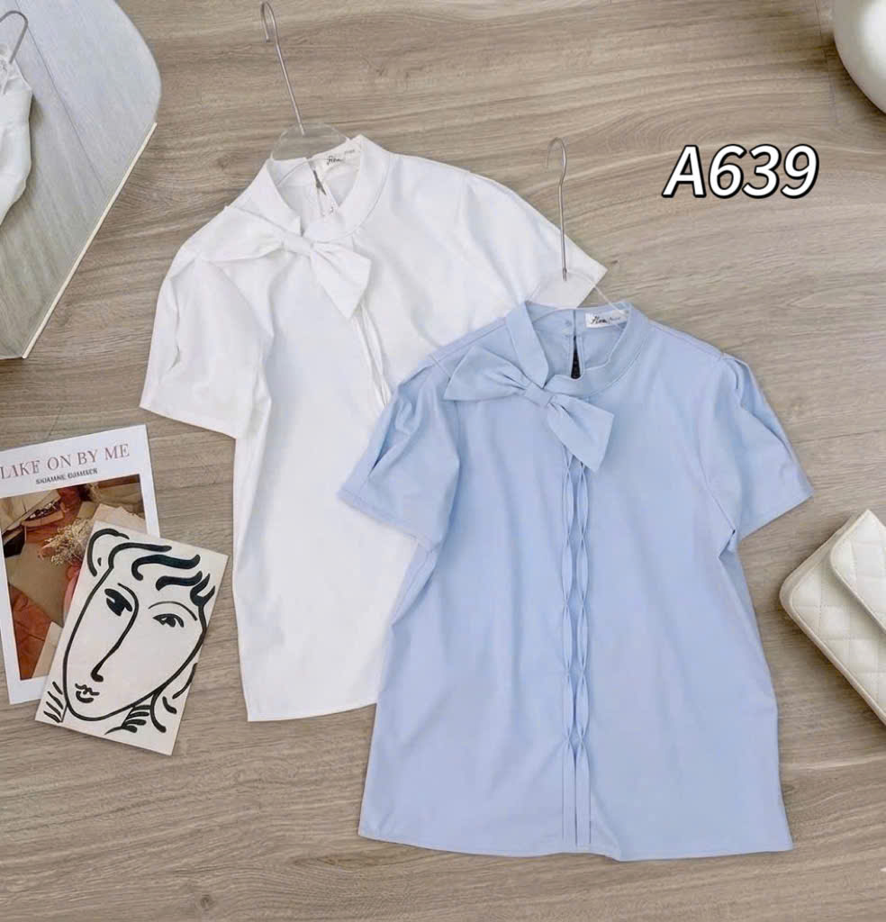 A639 áo nơ cổ cộc tay