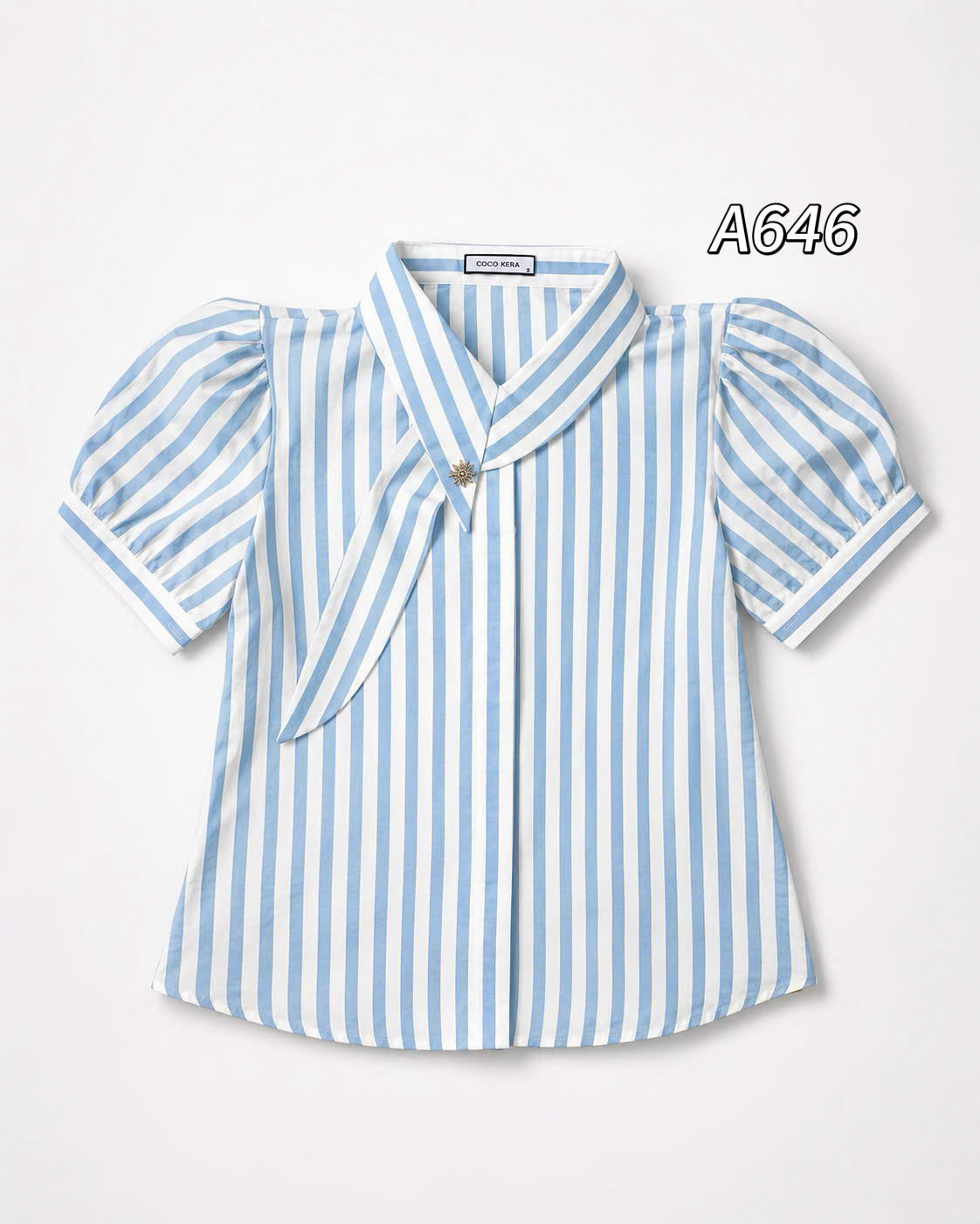 A646 Áo sơ mi kẻ vạt lệch