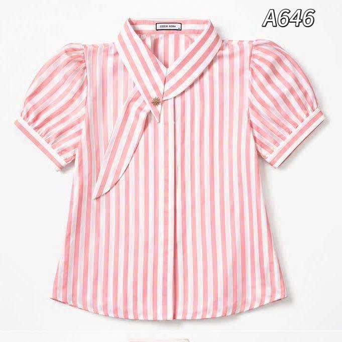 A646 Áo sơ mi kẻ vạt lệch