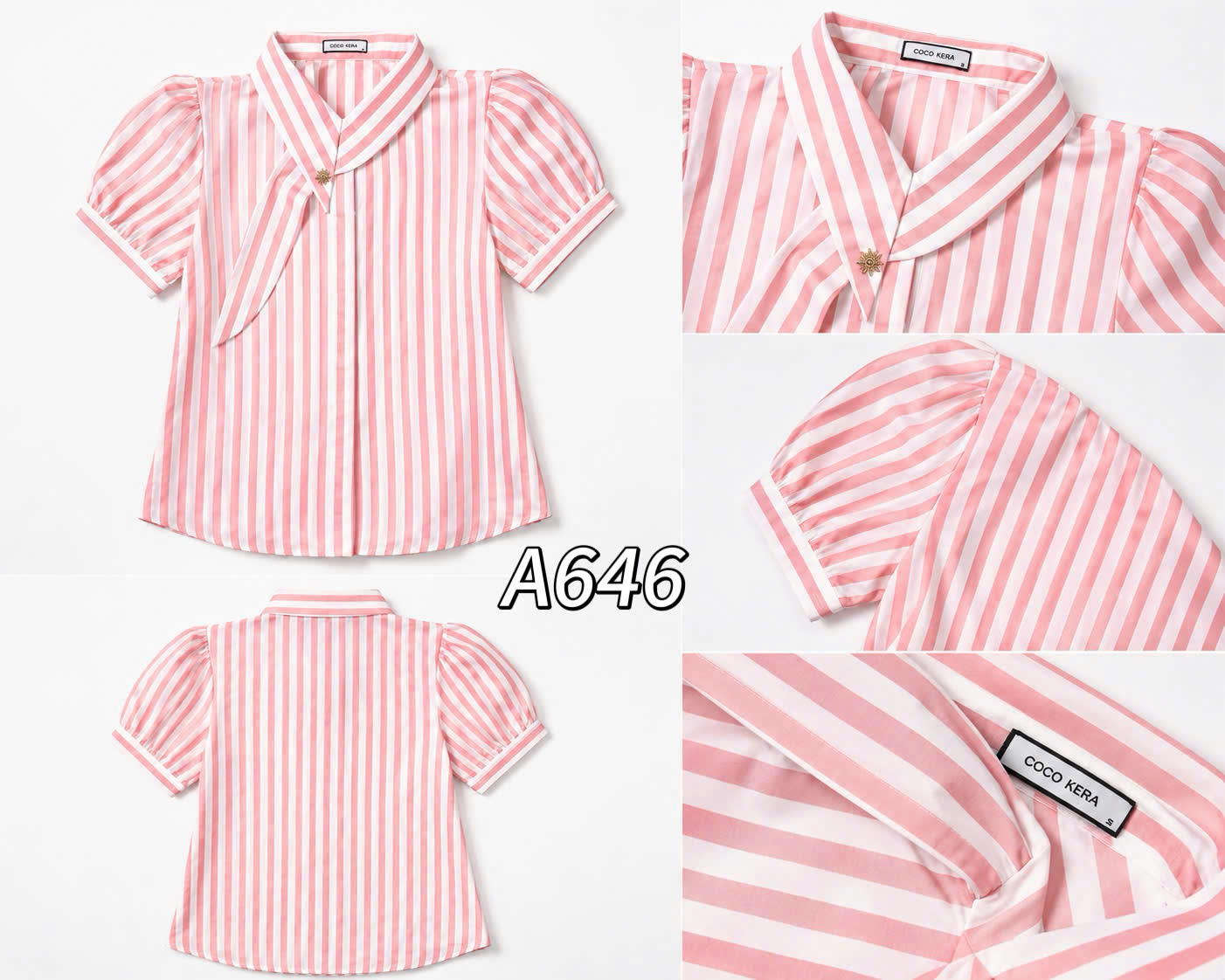 A646 Áo sơ mi kẻ vạt lệch