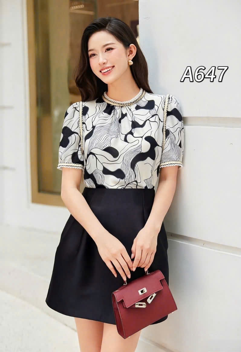 A647 Áo sơ mi loang cổ tròn