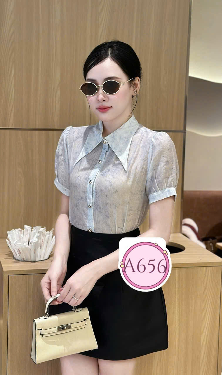 A656 Áo sơ mi loang cổ nhọn