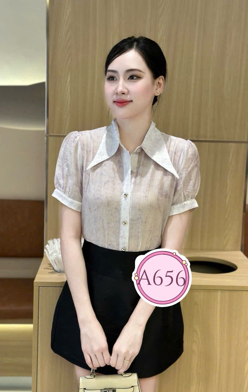 A656 Áo sơ mi loang cổ nhọn