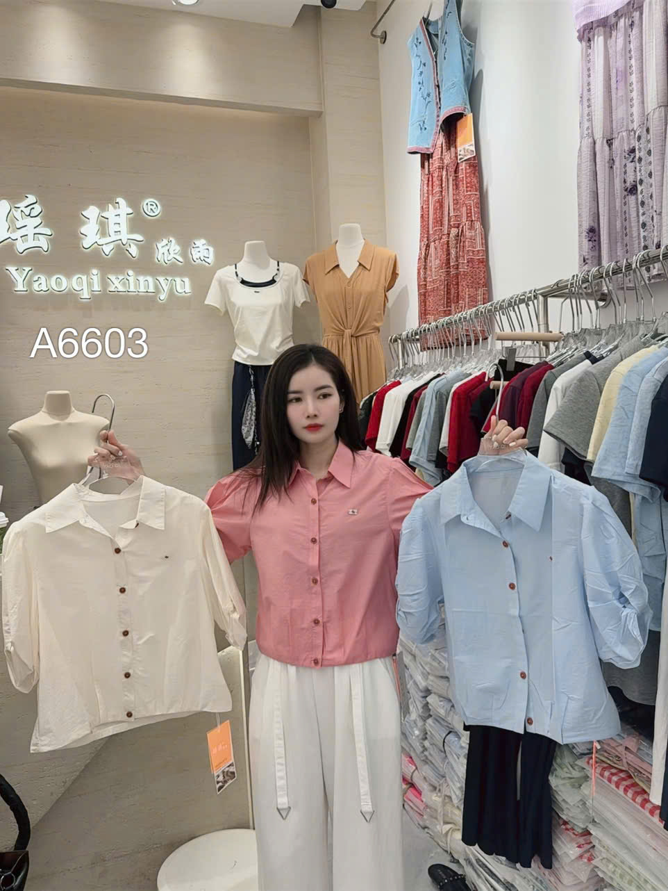 A6603 Áo sơ mi tay xắn