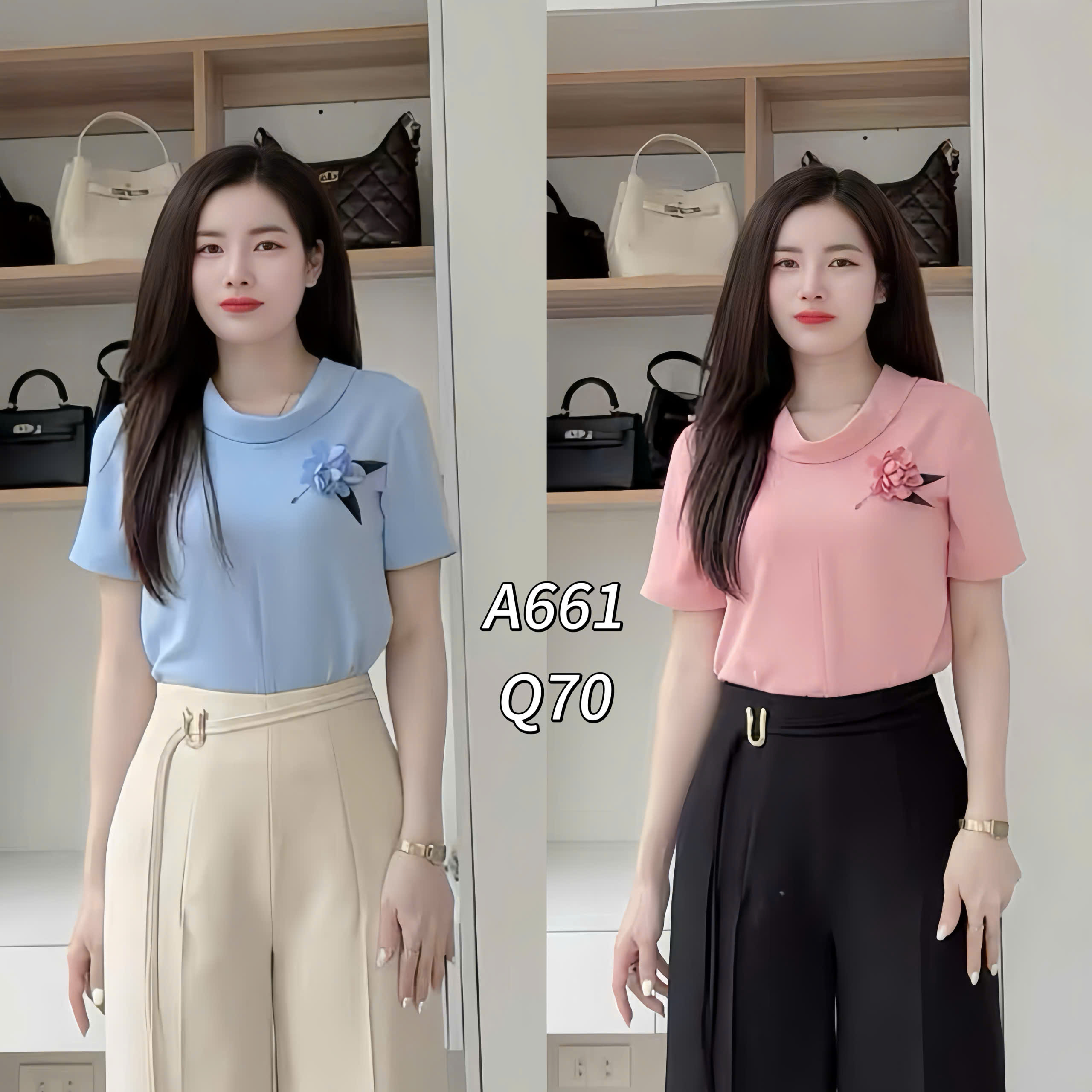 A661 áo cổ thuyền tag hoa