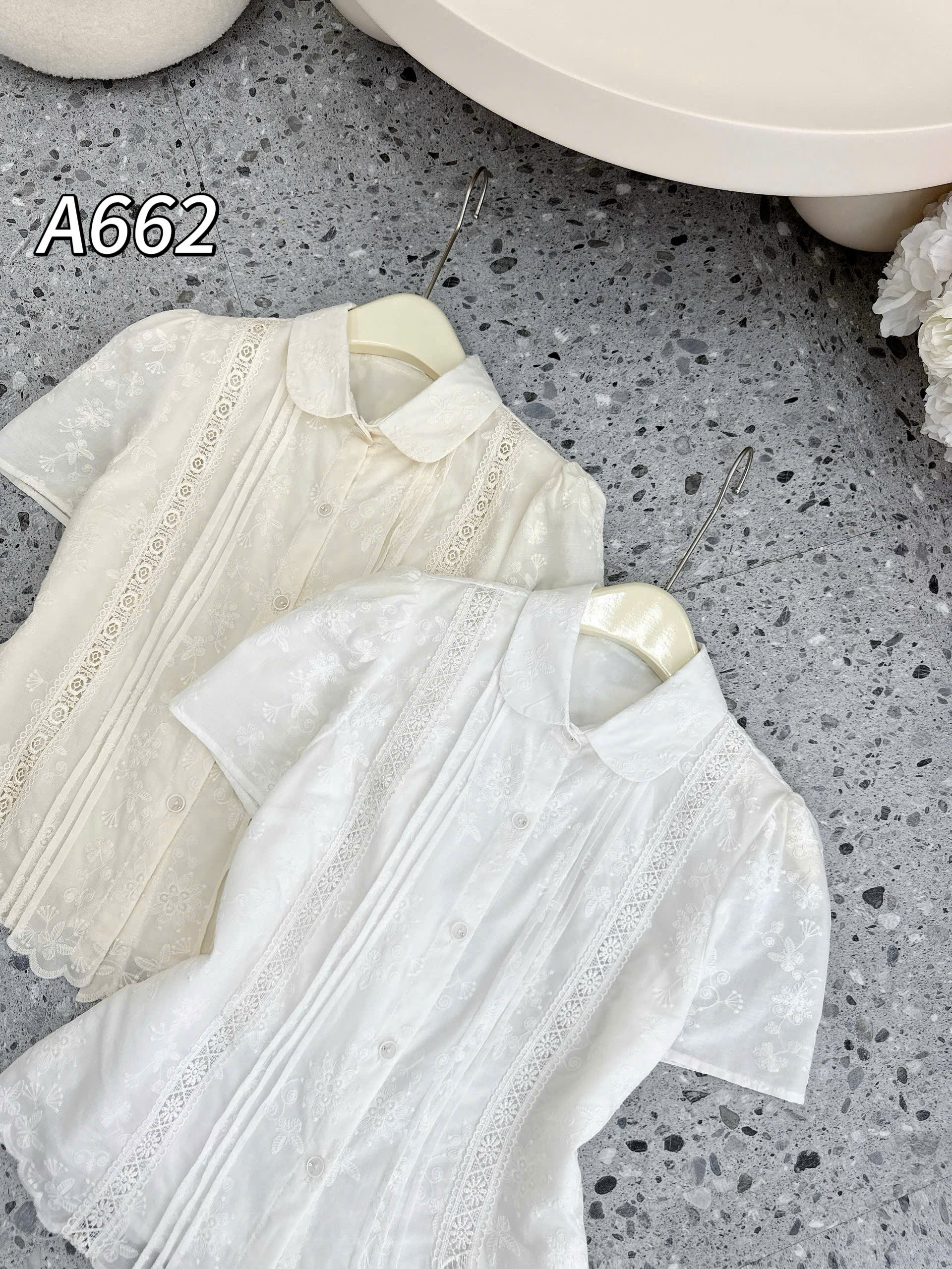 A662 Áo sơ mi ren phối li