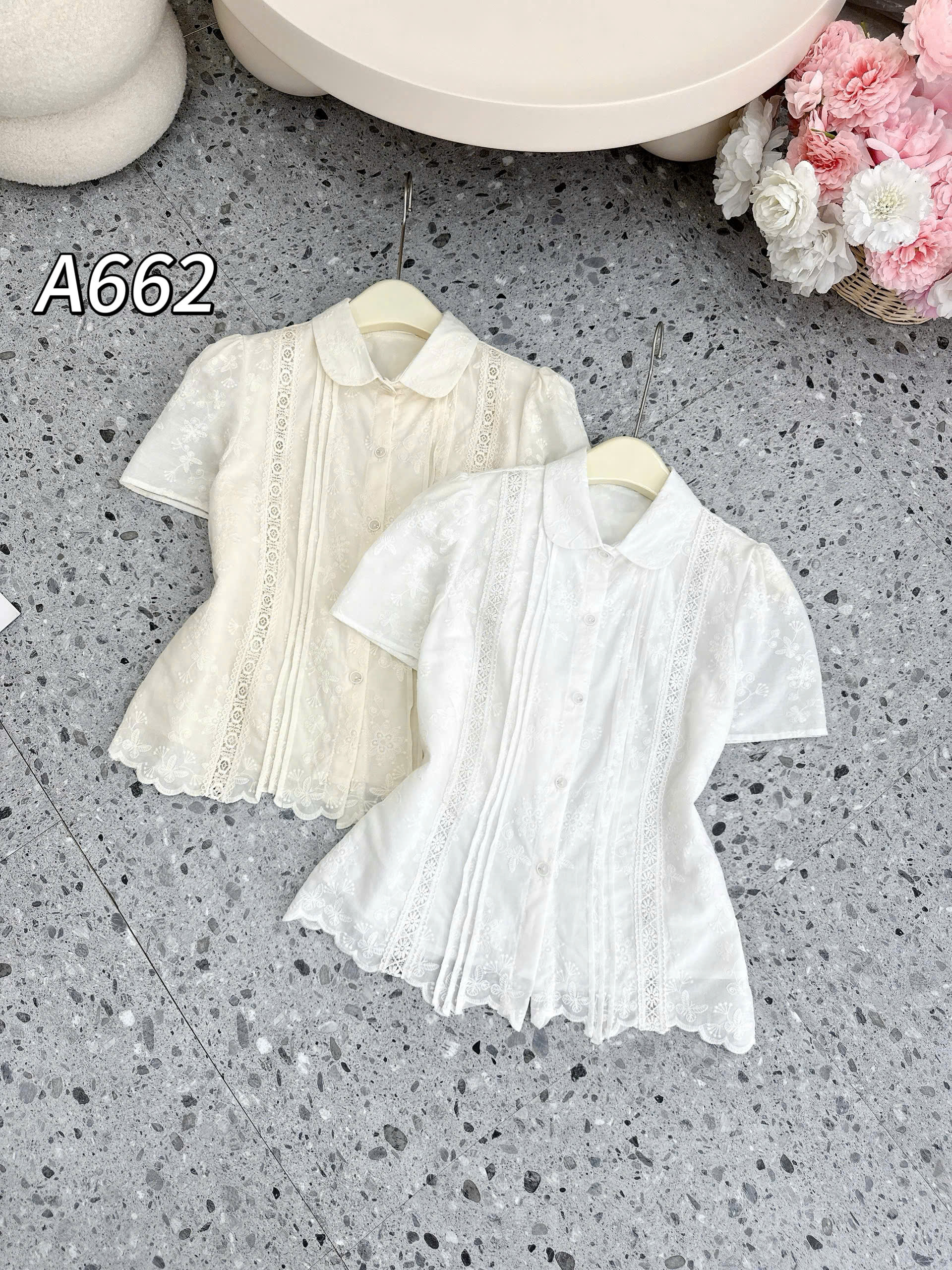 A662 Áo sơ mi ren phối li