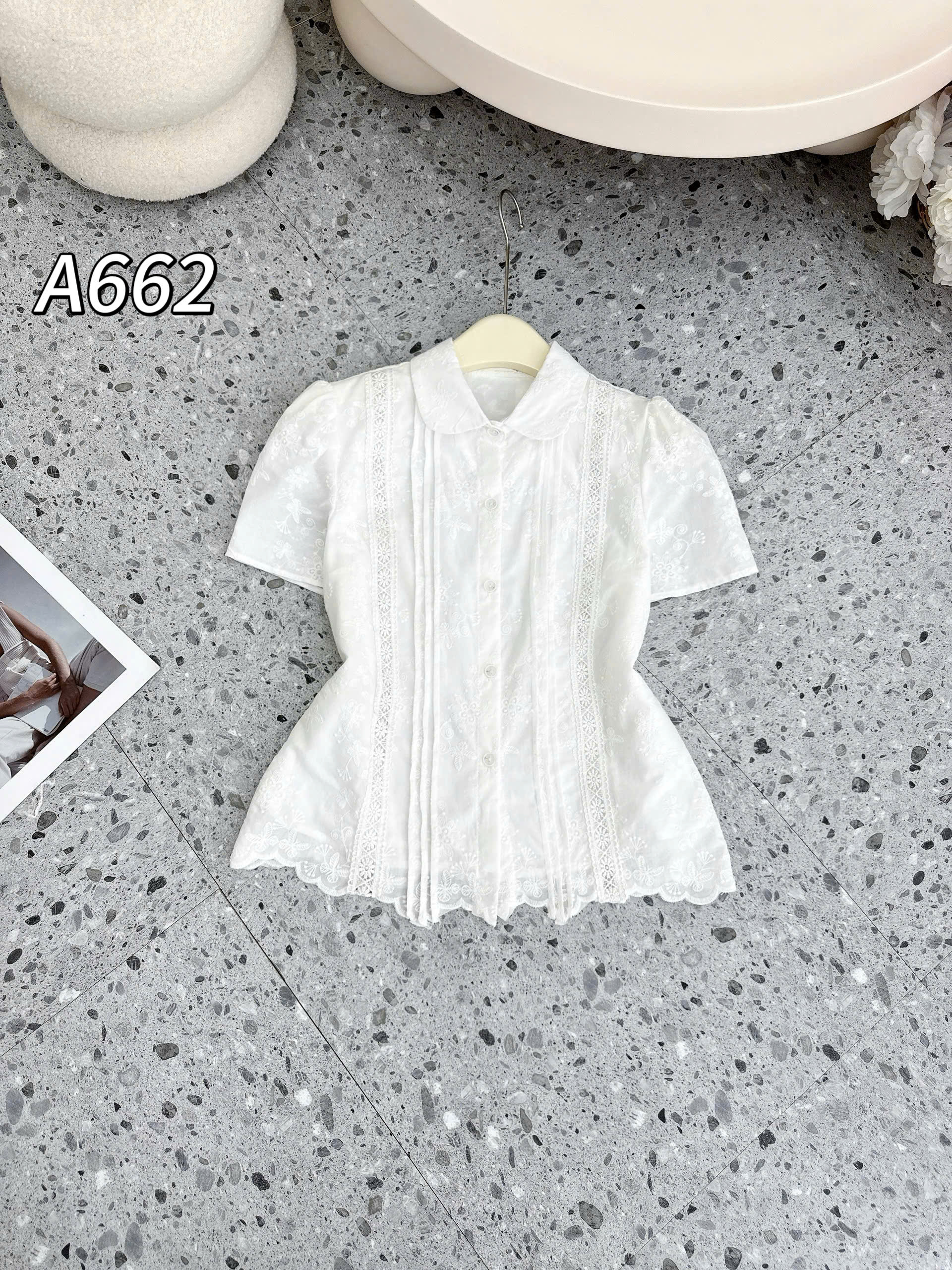 A662 Áo sơ mi ren phối li