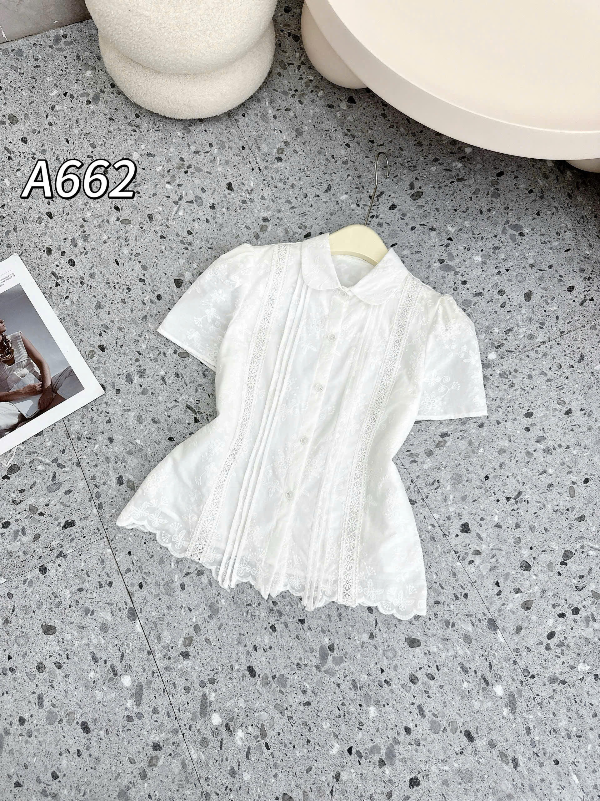 A662 Áo sơ mi ren phối li