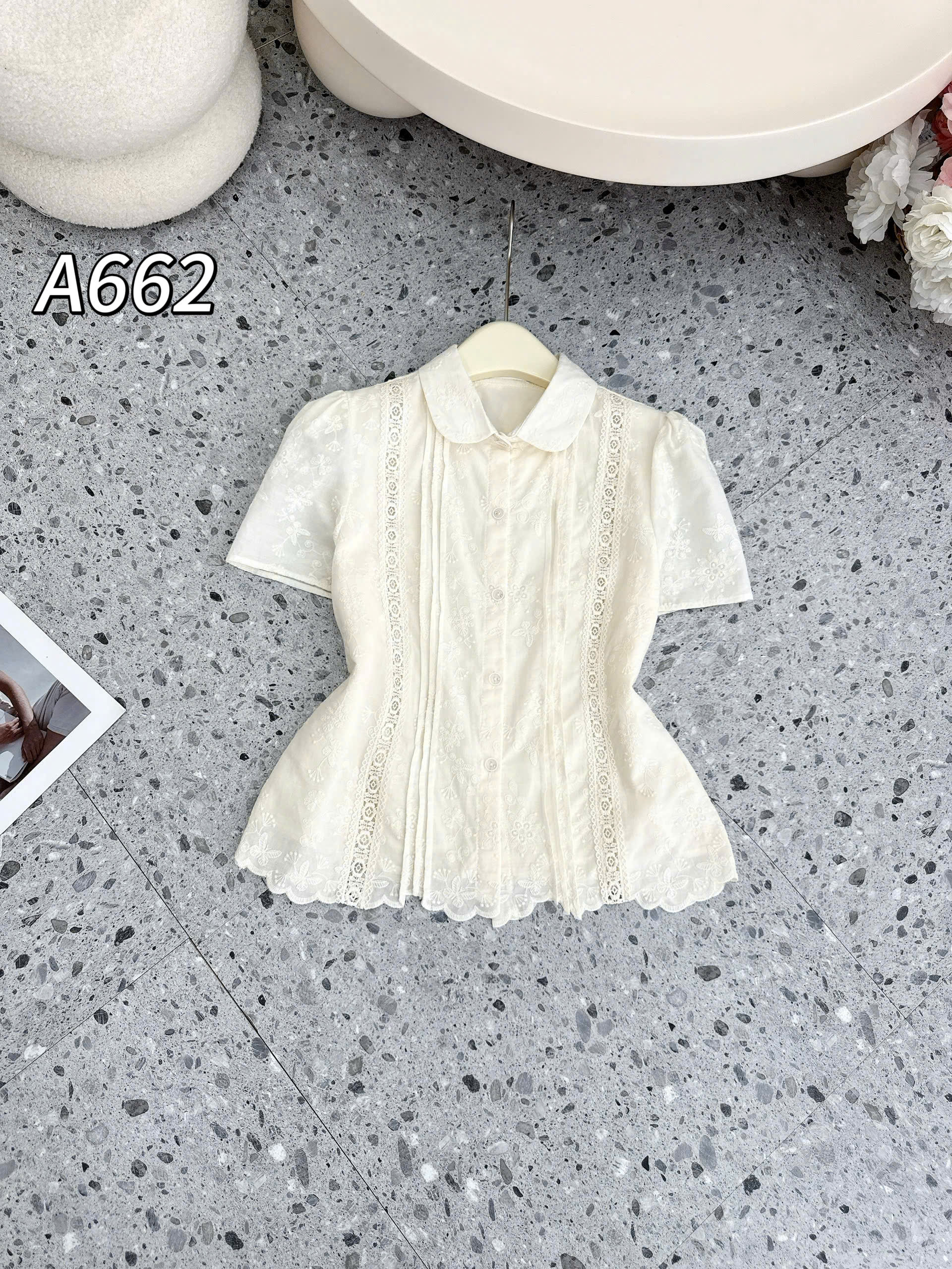 A662 Áo sơ mi ren phối li