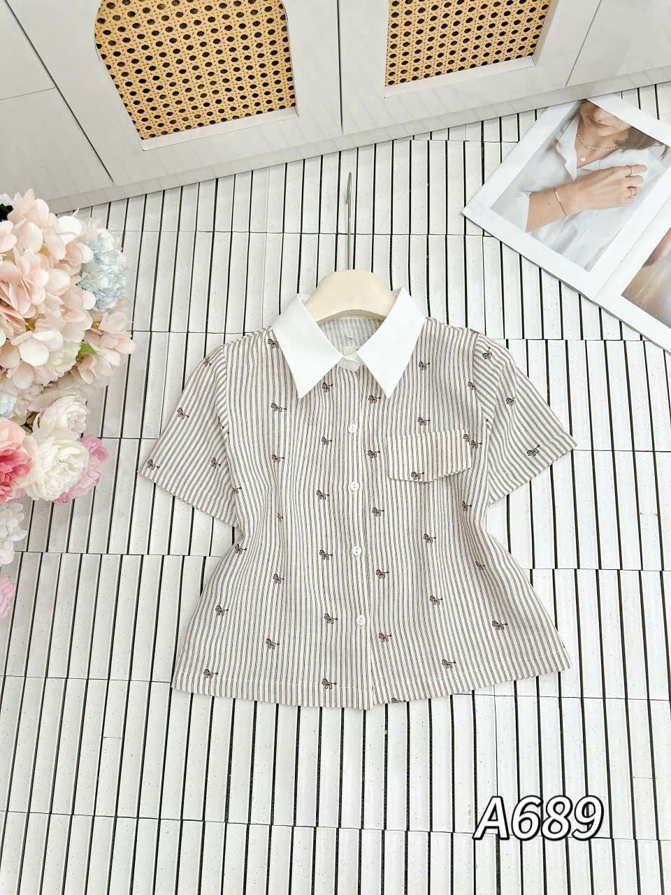 A689 Áo sơ mi kẻ ngựa
