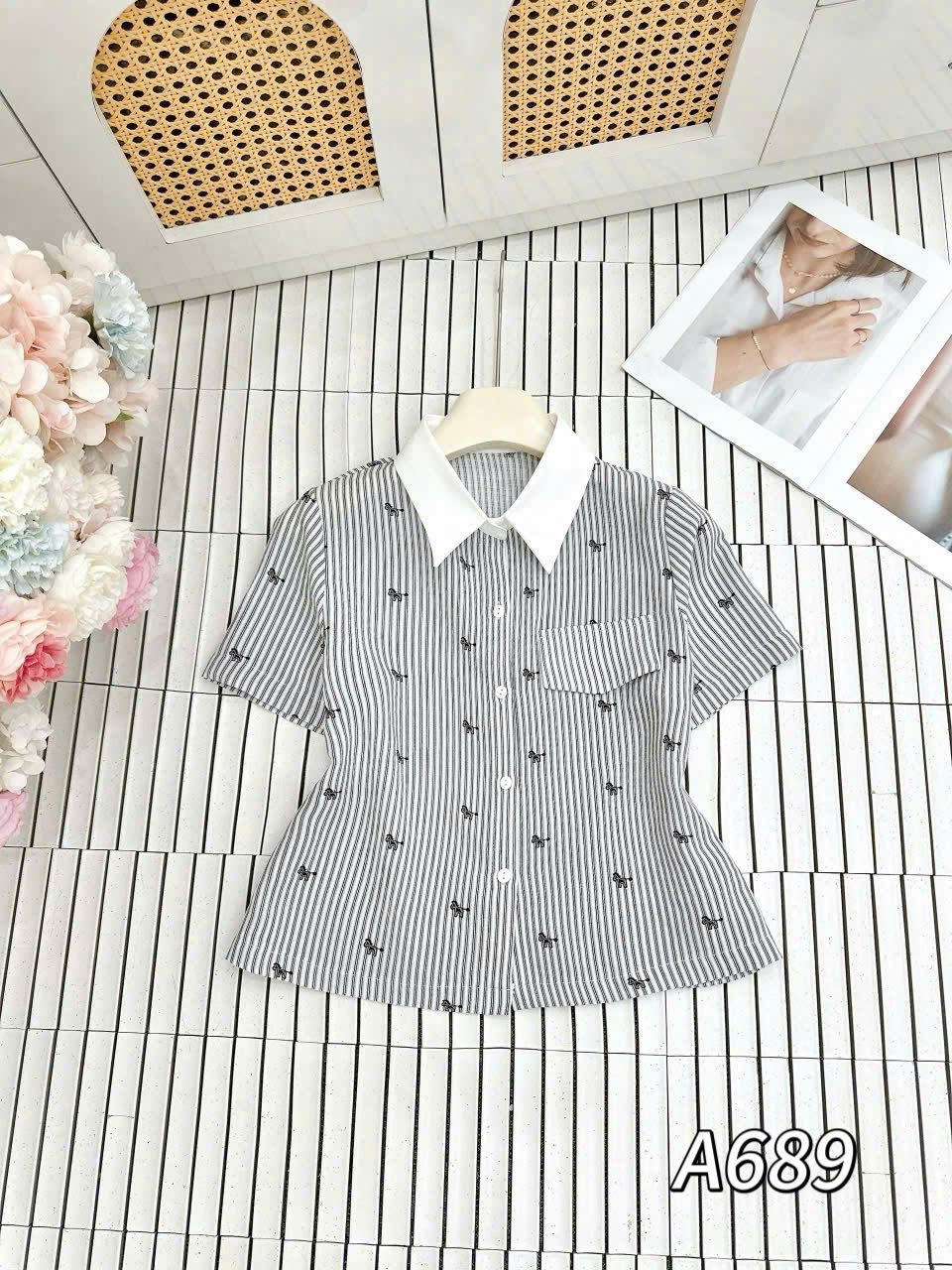 A689 Áo sơ mi kẻ ngựa