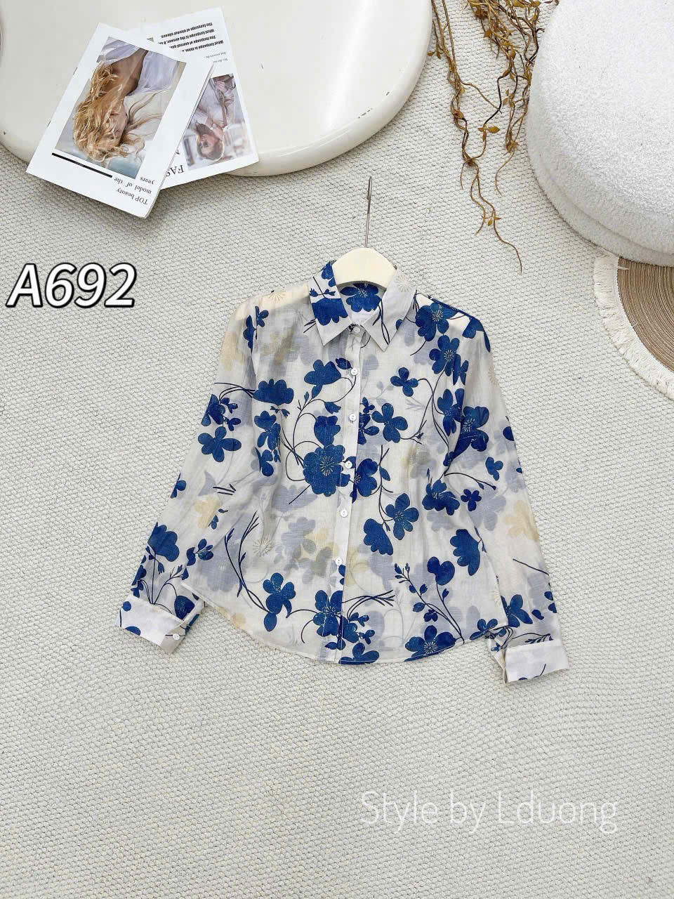 A692 Áo sơ mi họa tiết dài tay