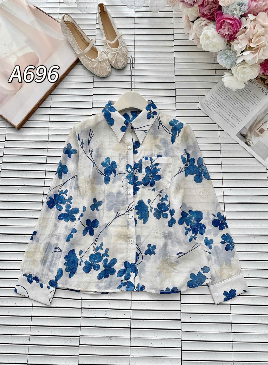 A696 Áo sơ mi họa tiết có túi