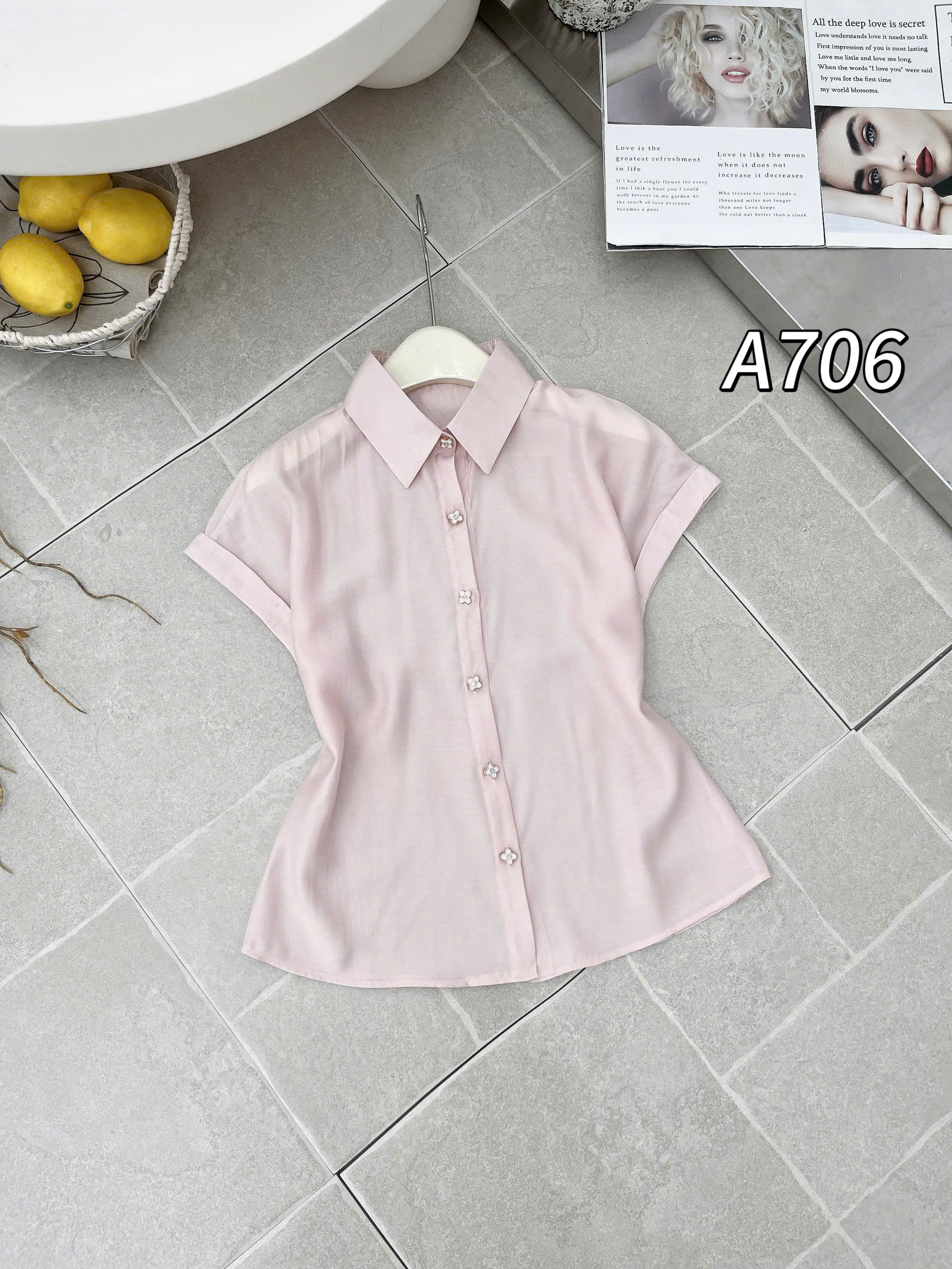 A706 Áo sơ mi cộc tay cúc hoa