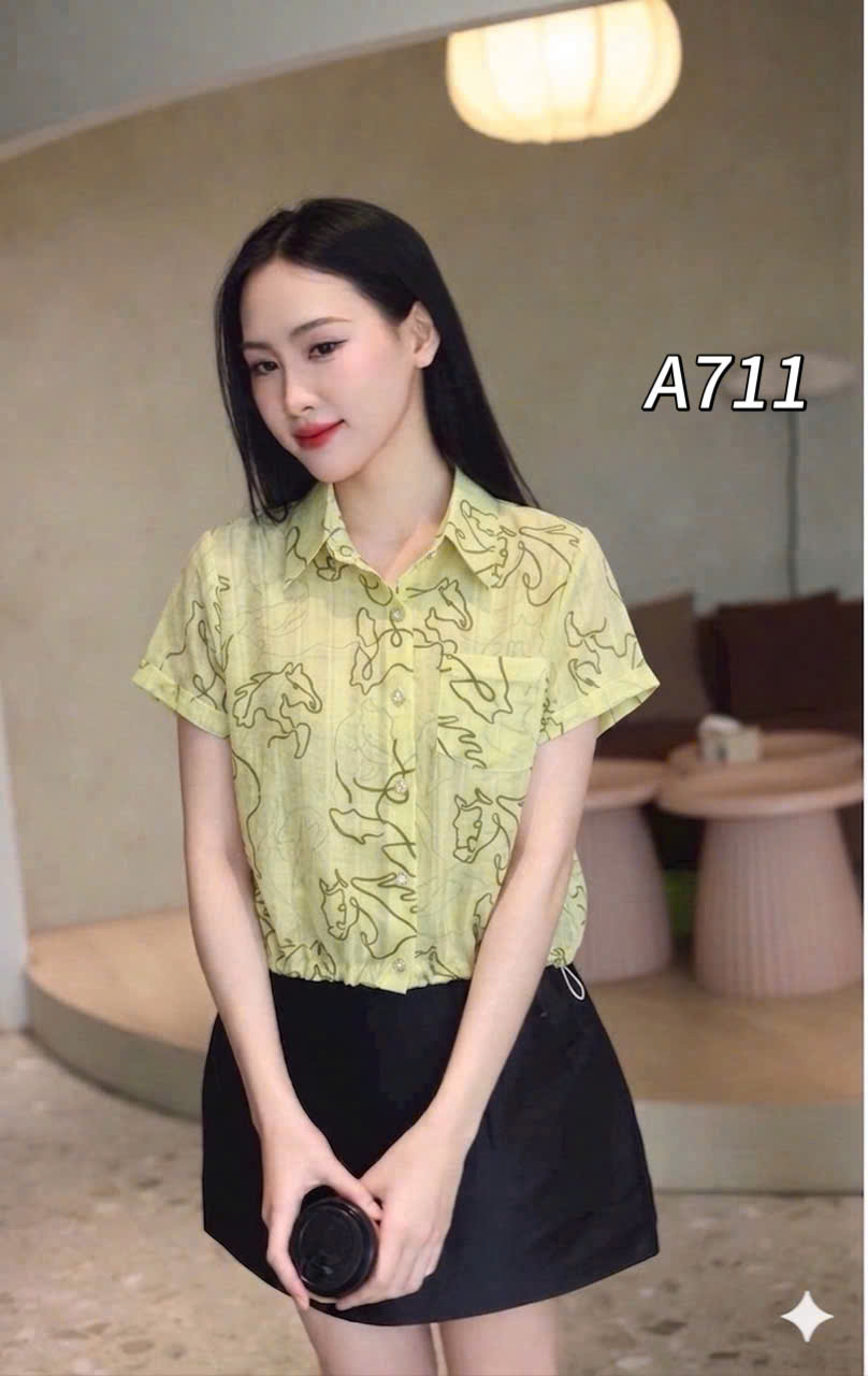 A711 Áo sơ mi hình ngựa tay cộc