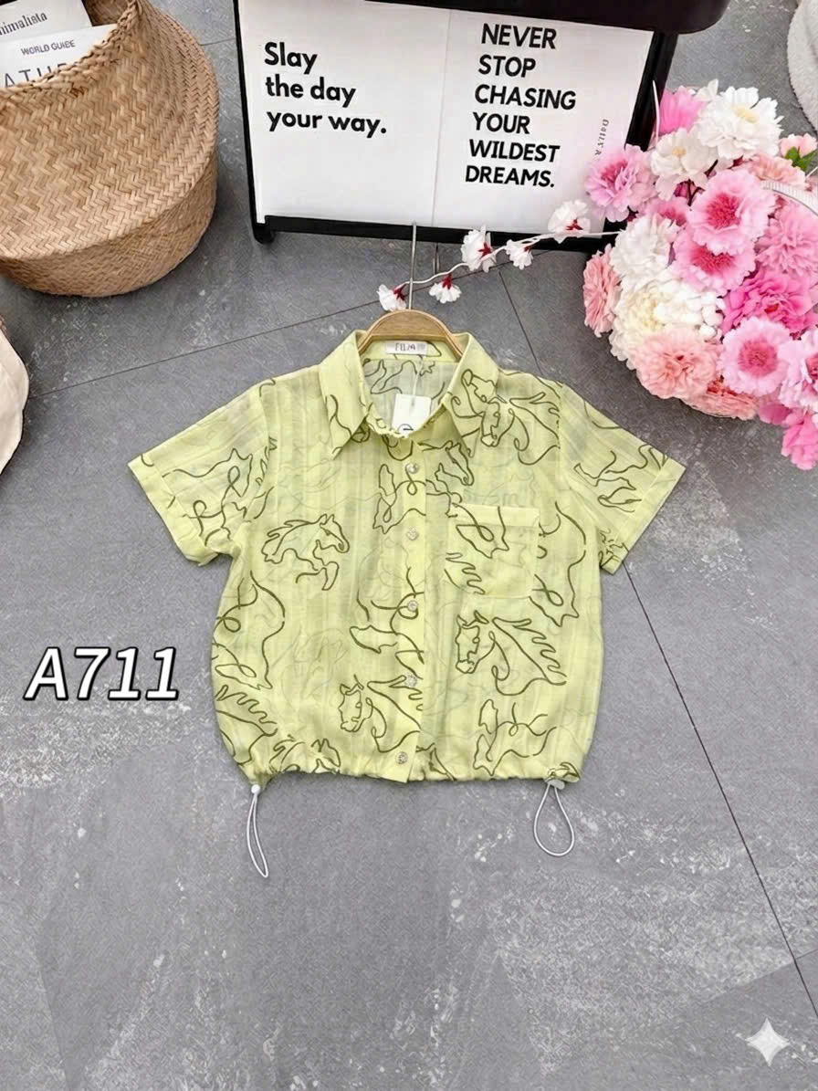 A711 Áo sơ mi hình ngựa tay cộc