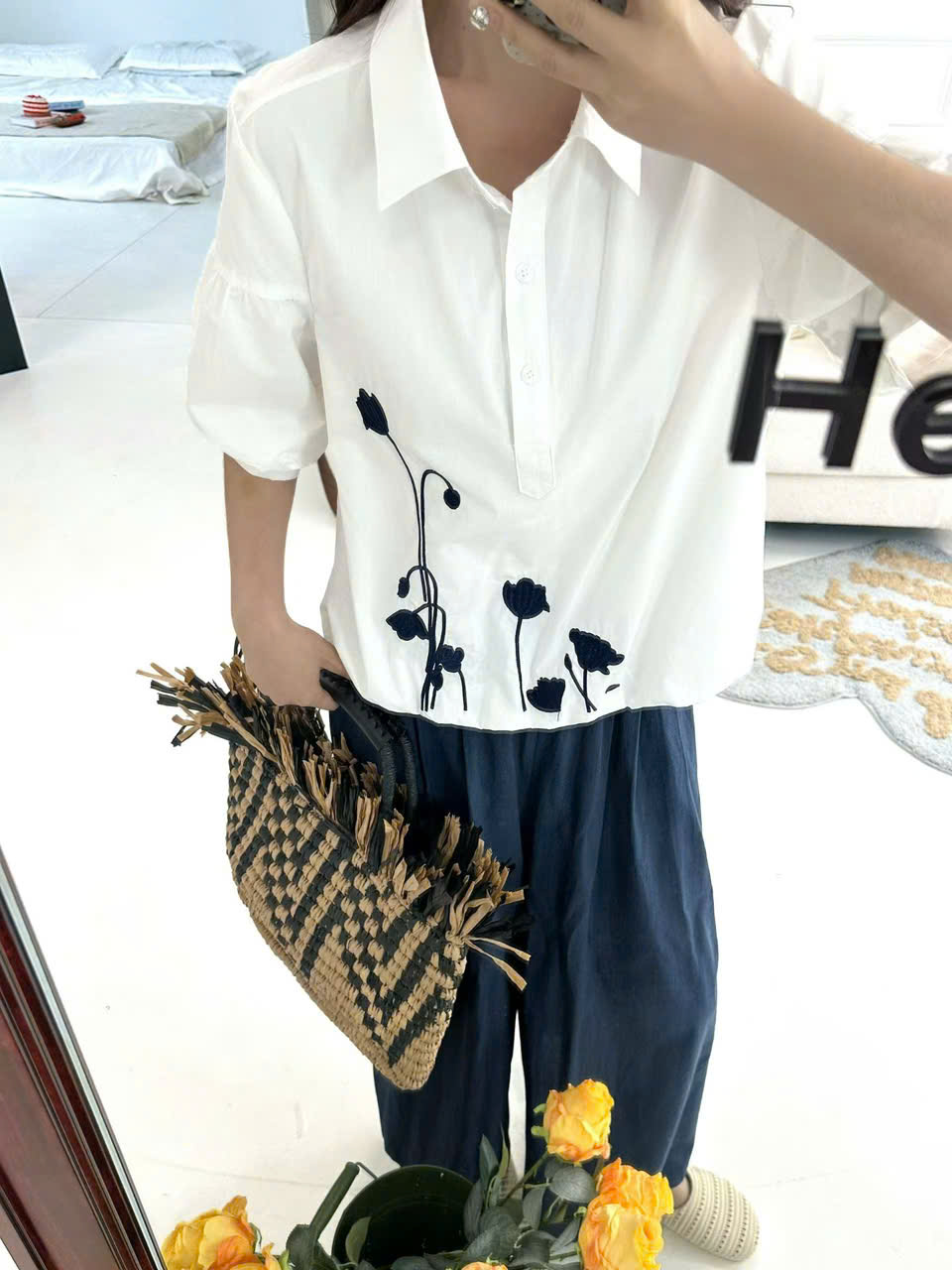A7118 áo sơ mi tay bồng