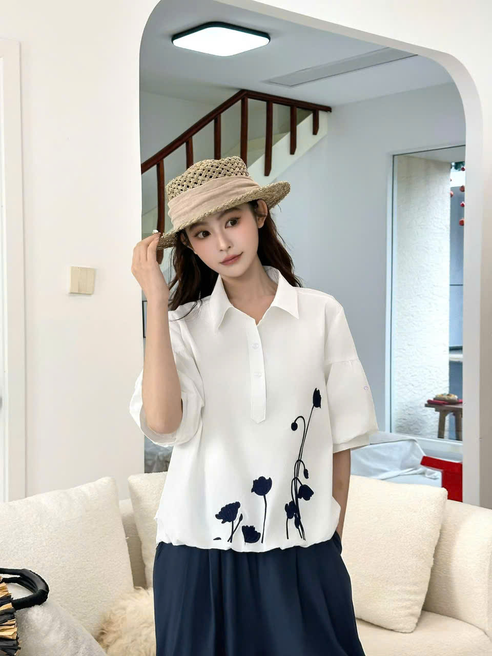 A7118 áo sơ mi tay bồng