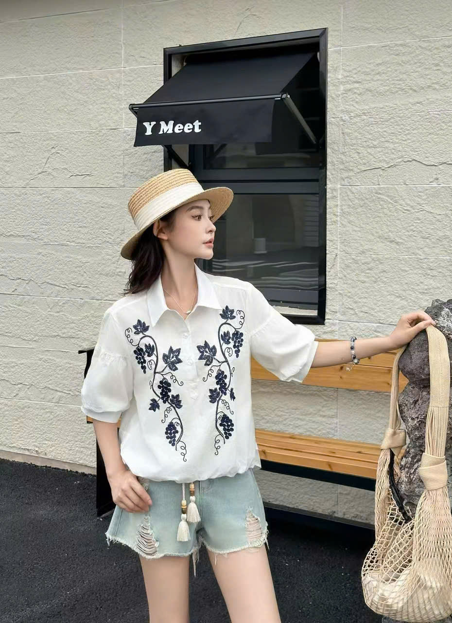 A7118 áo sơ mi tay bồng
