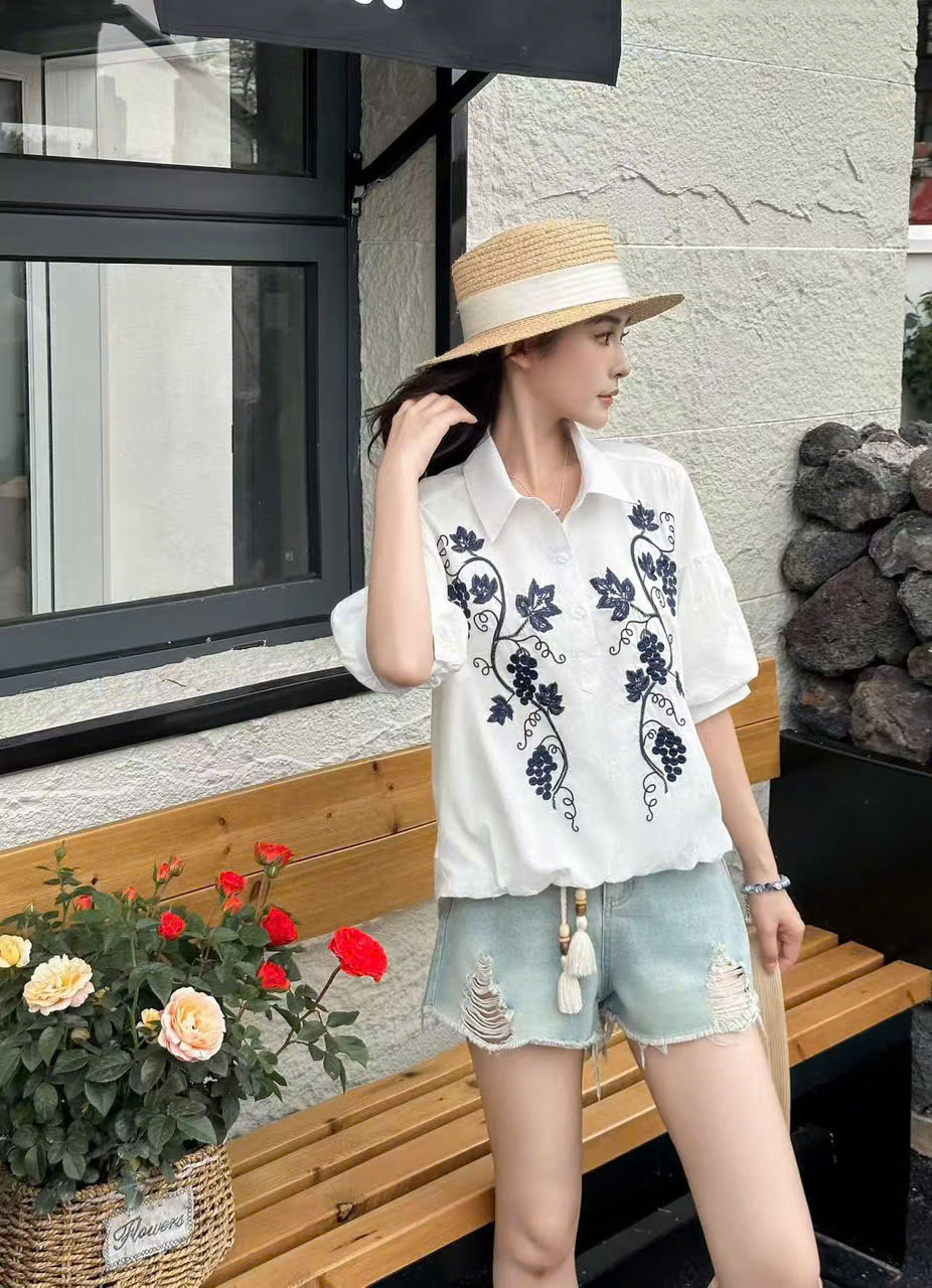 A7118 áo sơ mi tay bồng